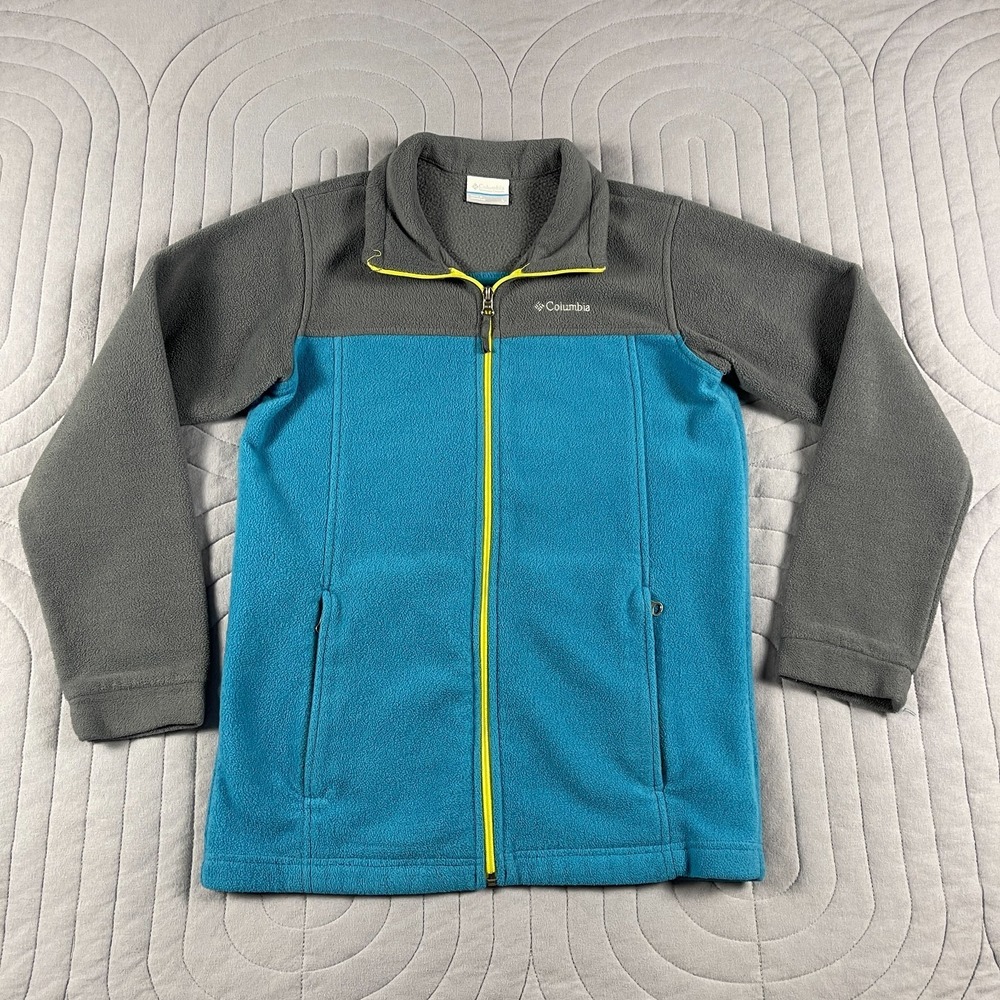Columbia Steens Mountain II Fleece Jacket Boys Size Large Blue Gray Full Zip
